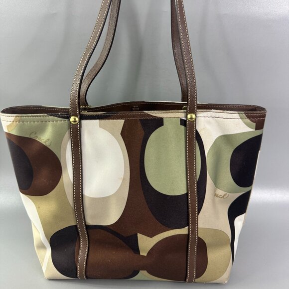 Authentic Coach No. 11116 Op Art Sateen Tote - Picture 6 of 13